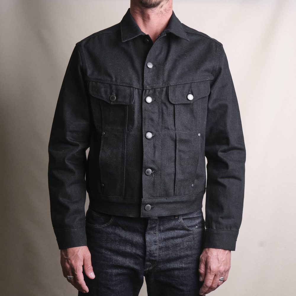 High Low 14.25 Ounce Black Grey Denim Jacket Alternate