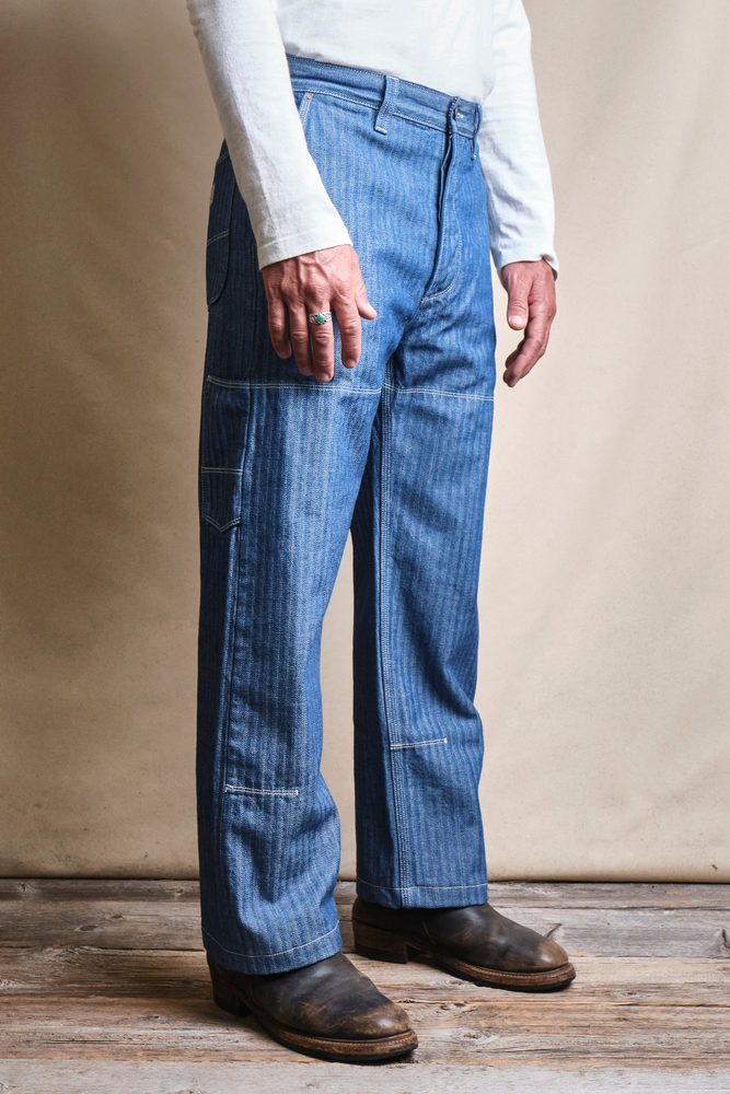 Ortega Pant 13 Ounce Blue Herringbone View 3