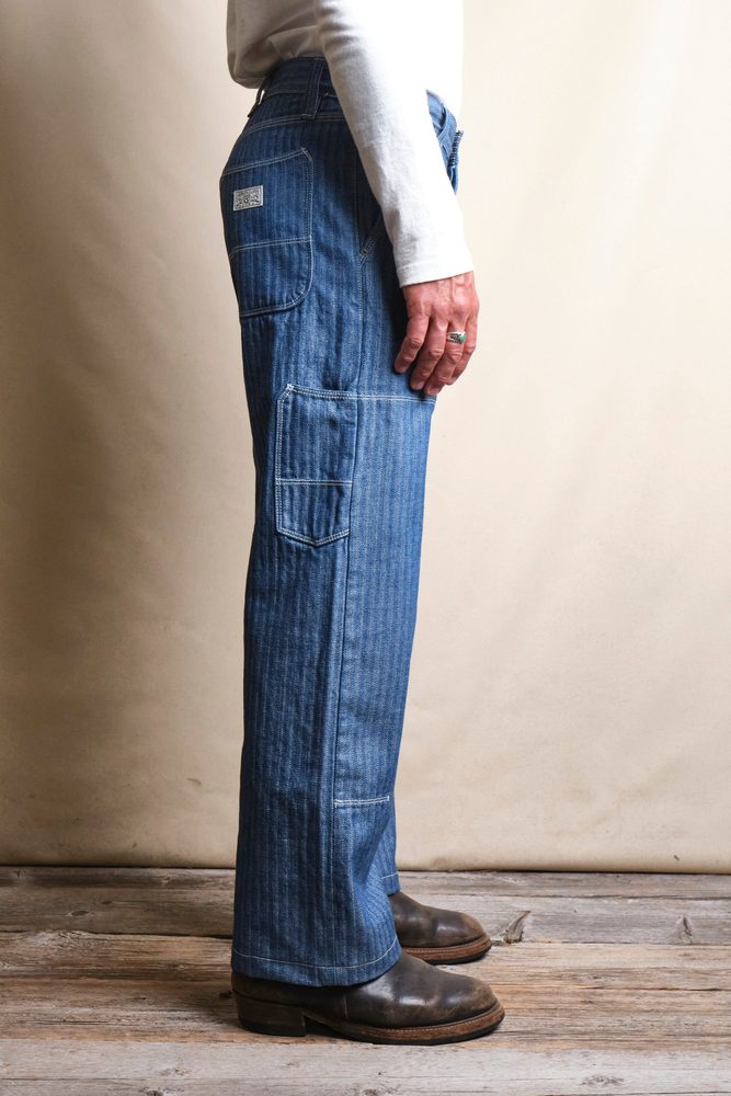 Ortega Pant 13 Ounce Blue Herringbone View 4