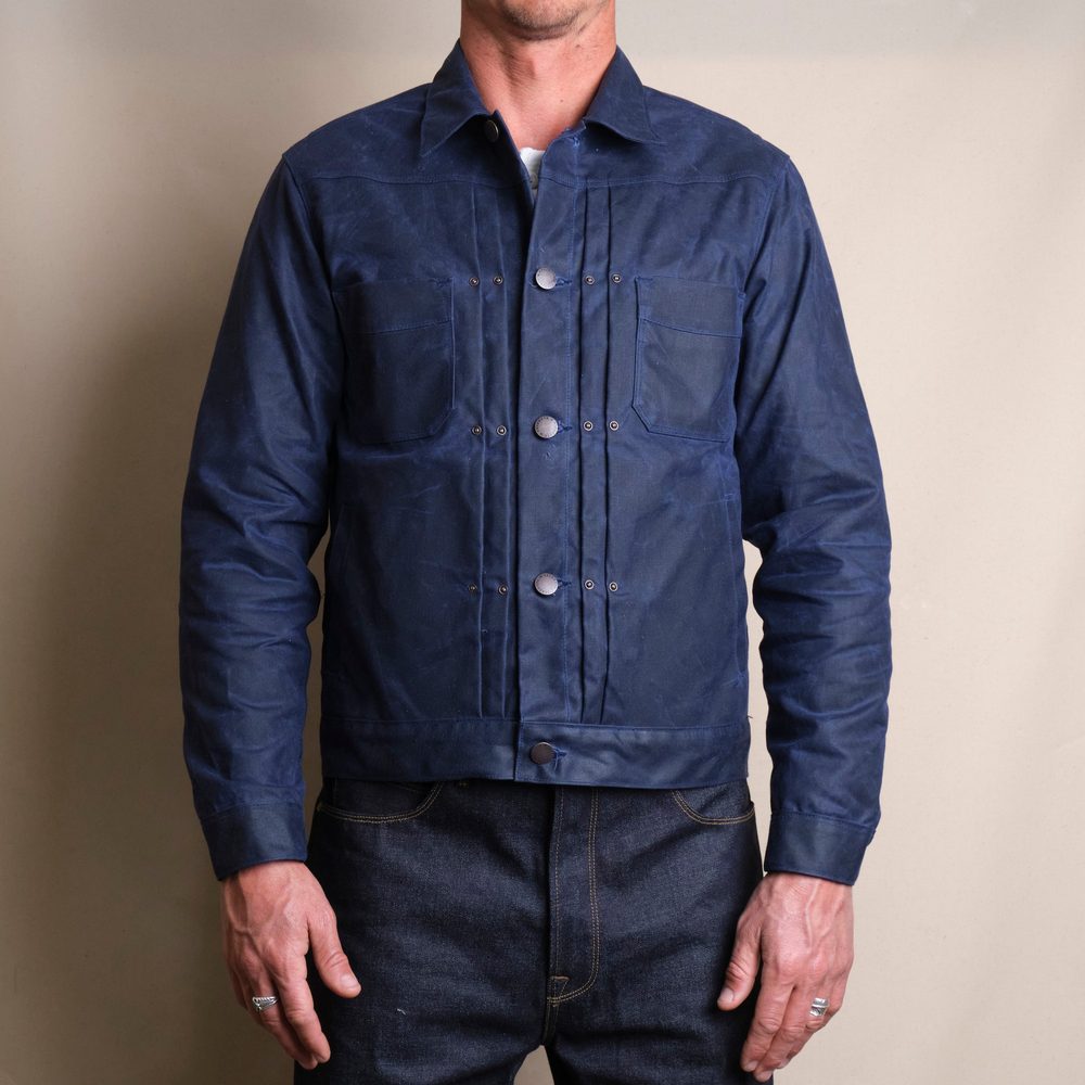 Riders Jacket Waxed Canvas Navy Alternate