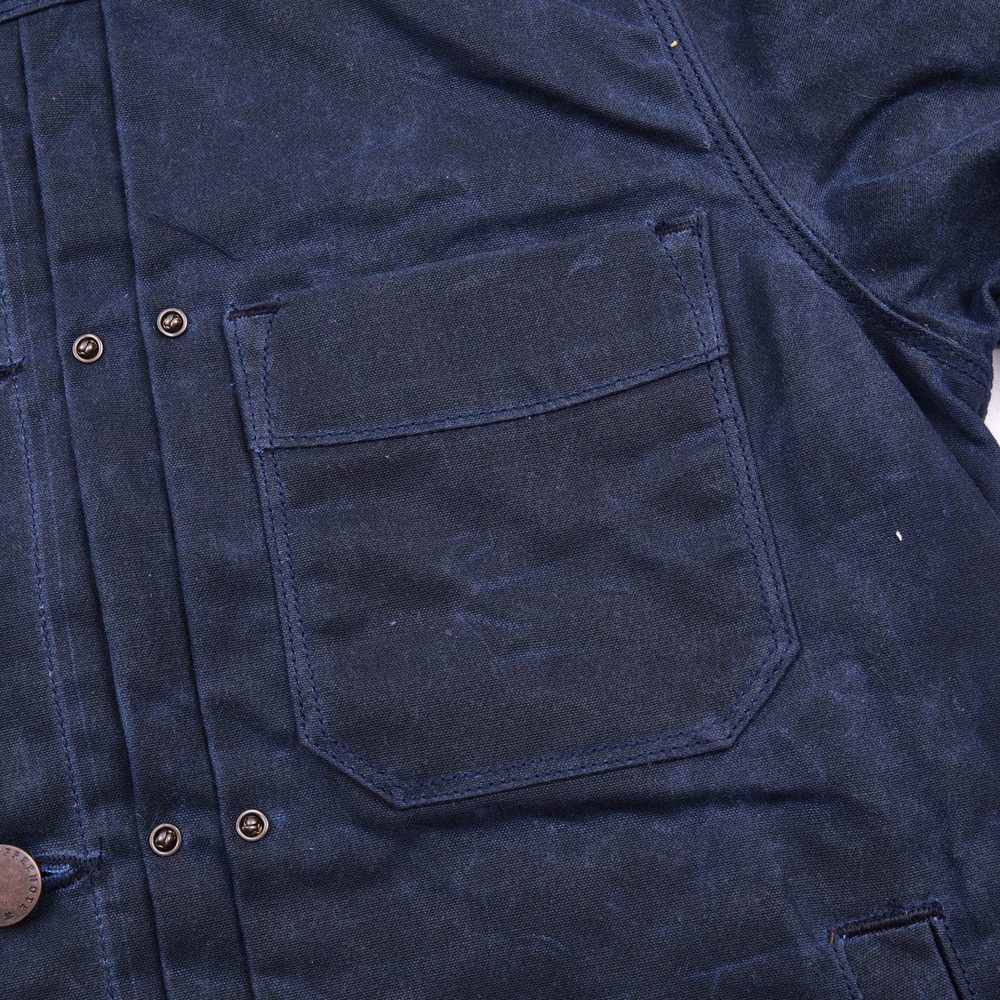 Riders Jacket Waxed Canvas Navy Purple Interior View 4