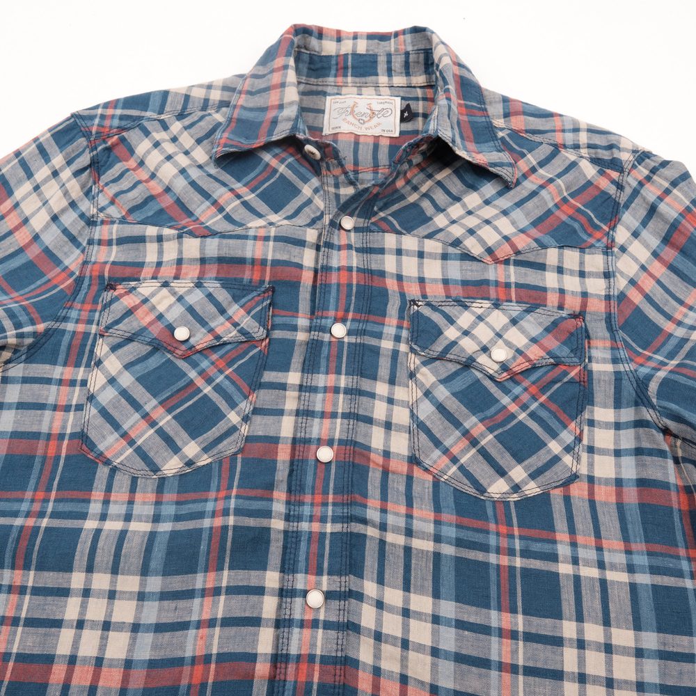 Western Scout Kingfisher Blue Plaid View 4