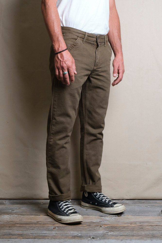 Workers Chino Slim Fit <span> 14 Ounce Slub Army Green </span> Alternate