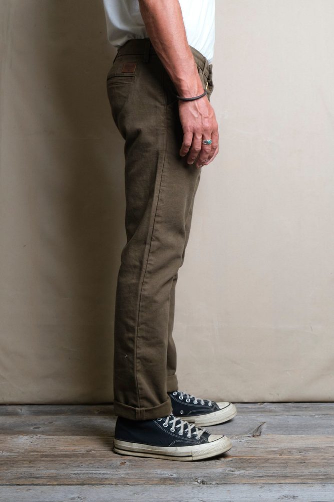Workers Chino Slim Fit <span> 14 Ounce Slub Army Green </span> View 3