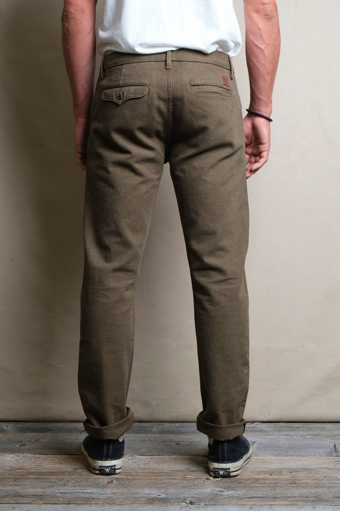Workers Chino Slim Fit <span> 14 Ounce Slub Army Green </span> View 4